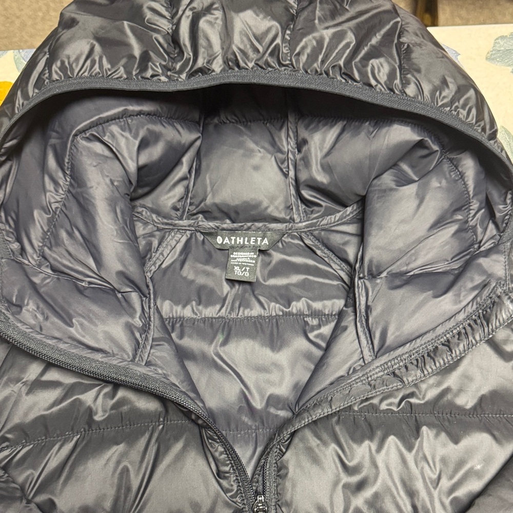 Athleta Black Quilted Puffer Coat
